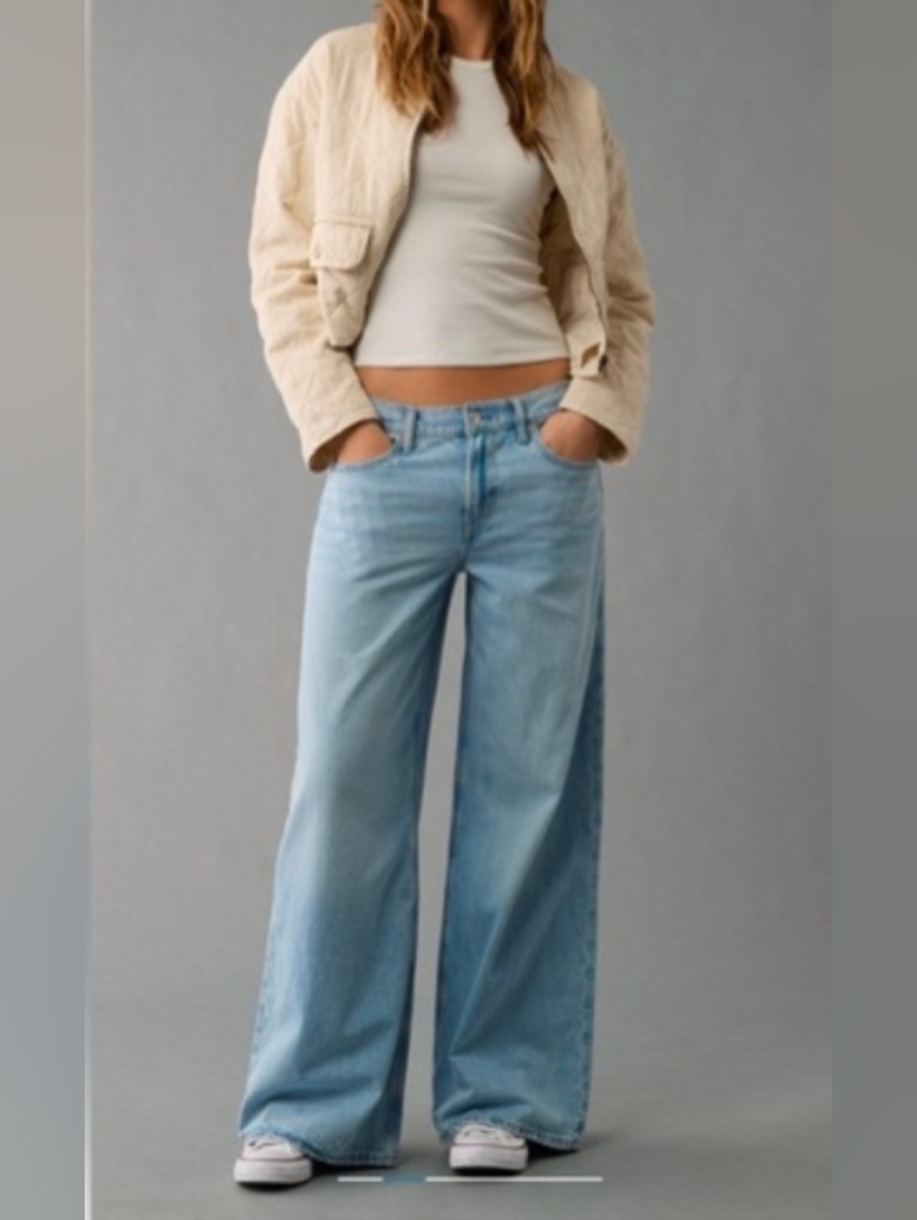American Eagle Strigid Low Rise Ultra Wide Leg Jeans